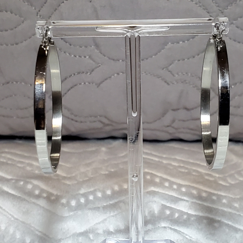 Silver Hoop Earrings - Picture 3 of 3